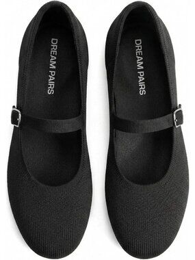 Dream Pairs Women's Black Mary Jane Ballet Flats Foldable Knit Comfort Shoes
